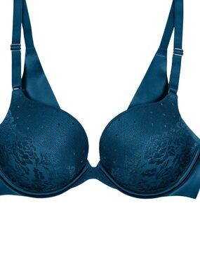 Secret Treasures Teal Lace Push-Up Bra back & side smoothing & underwire 36D
